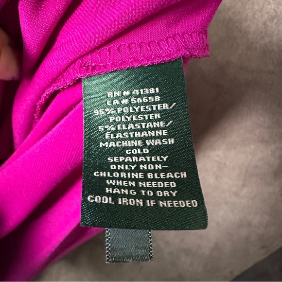 Lauren Ralph Lauren Christmas Draped Cowl Dress Fuchsia Magenta Plus Size 16W - Picture 5 of 9